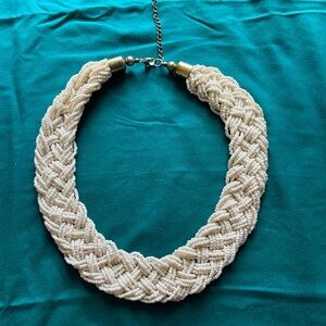 Vintage braided bead necklace gold hardware